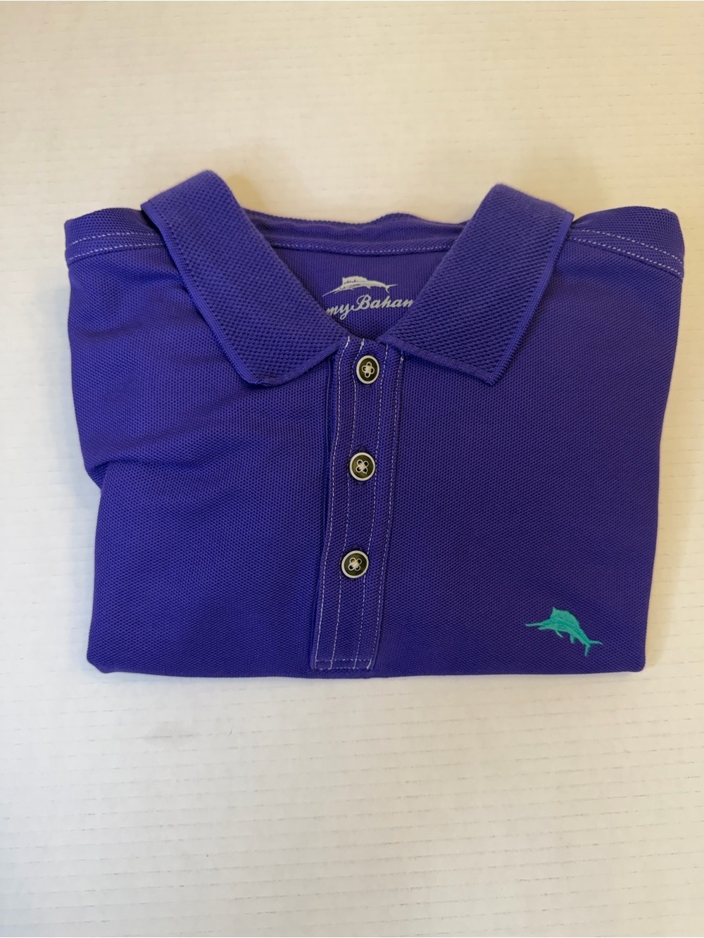 Tommy Bahama Men's L Purple Solid Short Sleeve Collared Polo, Pima Cotton